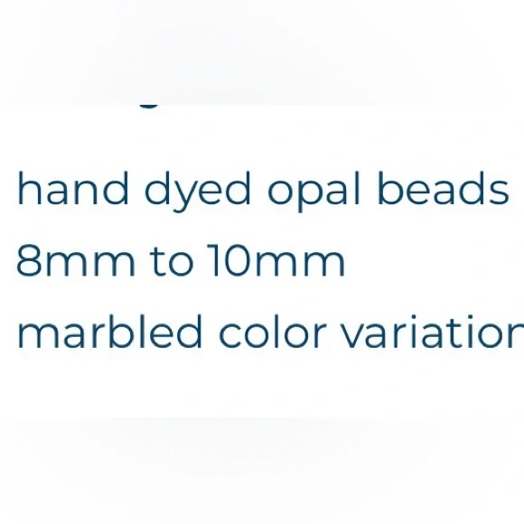 Allie & Bess Bay Hand Dyed Blue Opal beads 8mm to 10mm. 16” Beaded Necklace. New - Picture 10 of 11